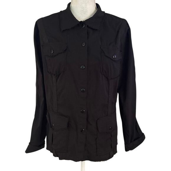 Wearables XCVI Size M Button Front Shirt Top Utility Minimalist Capsule Black - Picture 1 of 5